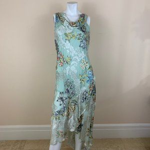 Lucy's Silk 100% Silk Floral Beaded Maxi Dress